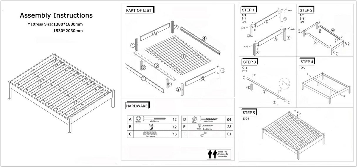 Hartland Solid Wood Bed Base White King Single