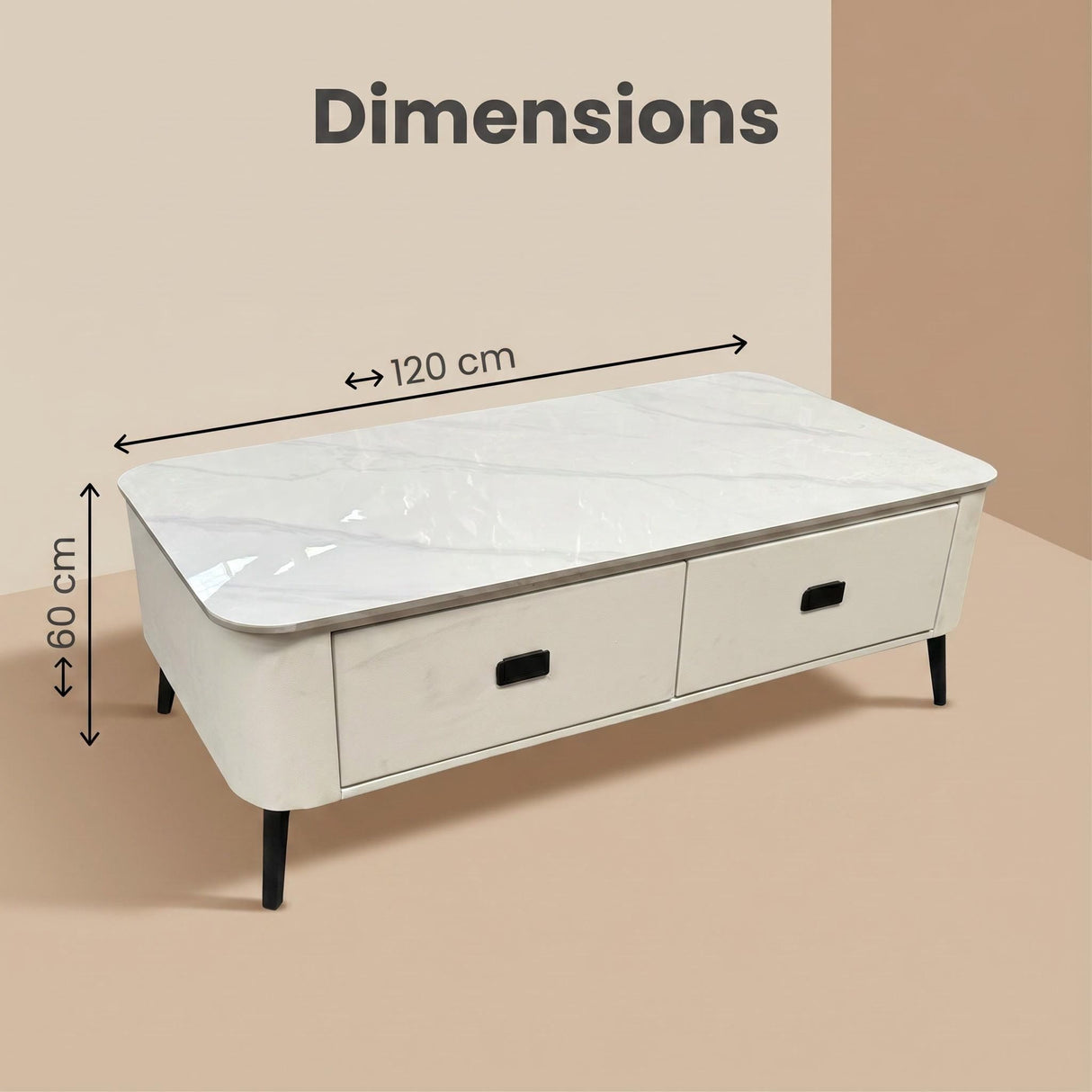 Modern Sintered Stone Coffee Table with Storage