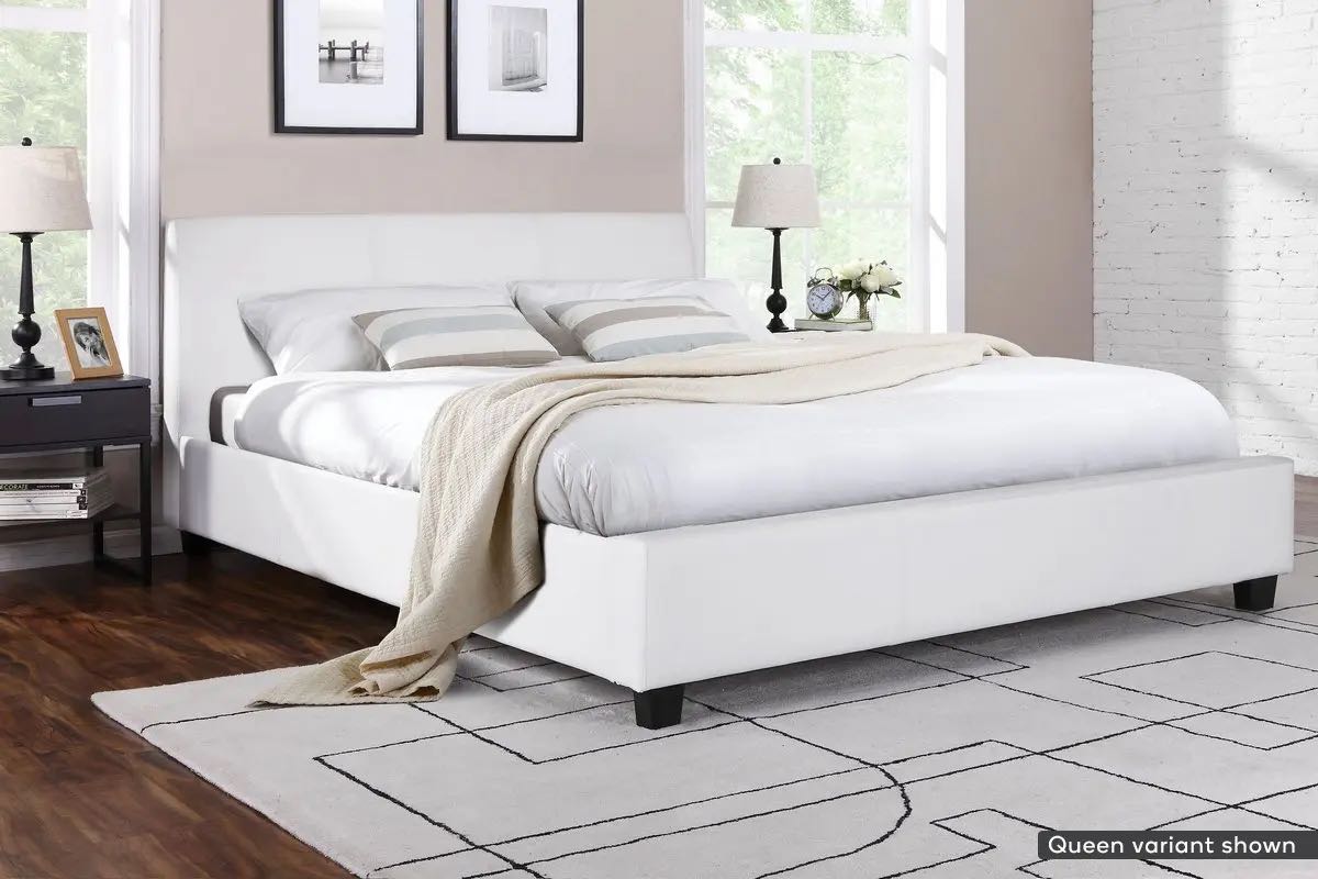 Vernazza Shangrila PU Leather Bed Frame White Double