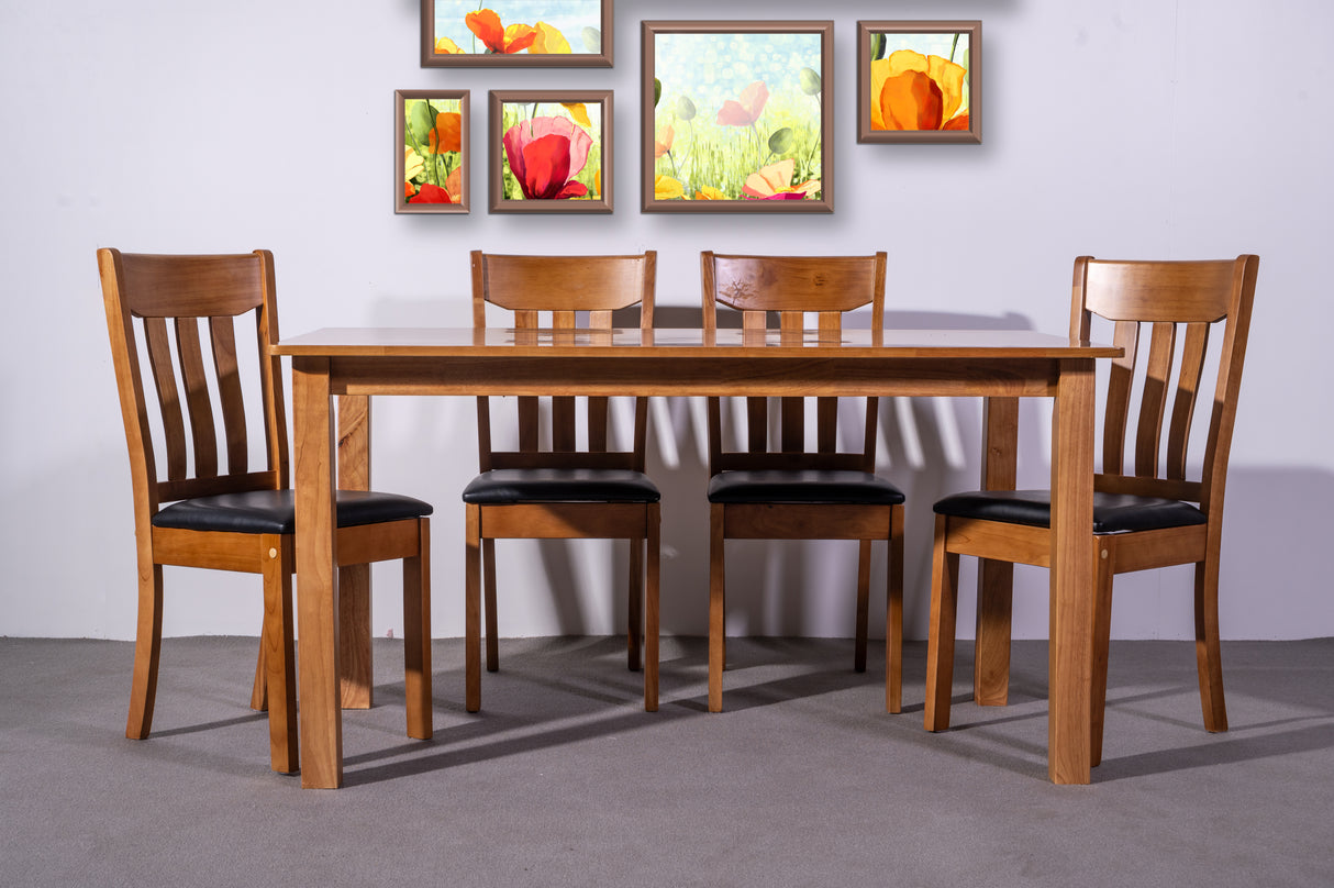 Kaido Dining Table + 4 Chairs Set Light Oak