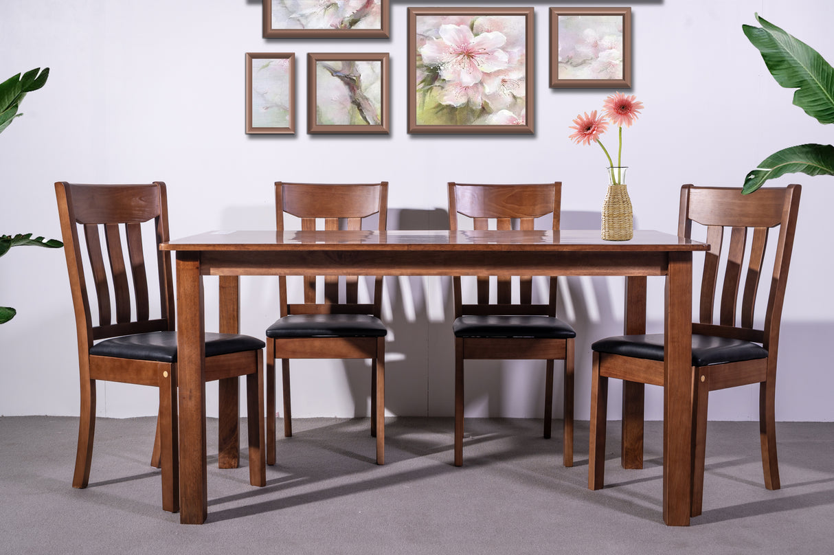 Kaido Dining Table + 4 Chairs Set Walnut