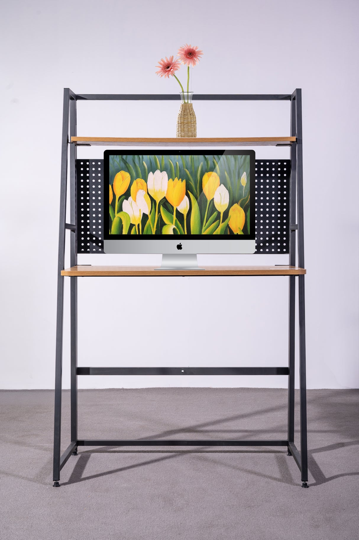 Garin desk with shelf Black Frame