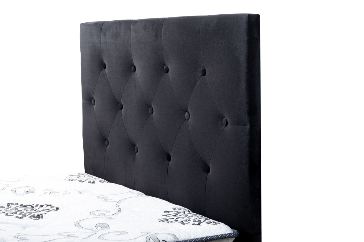 Fenland Headboard Black Velvet King Single Size
