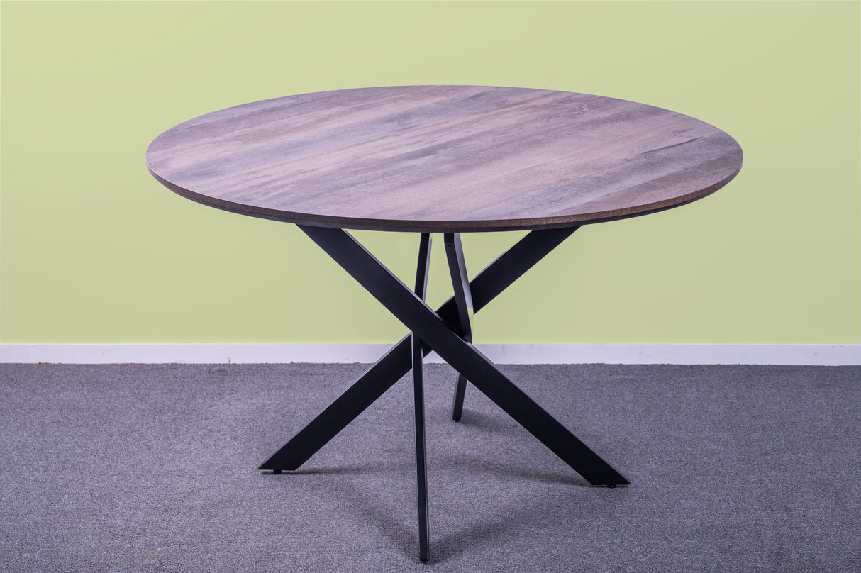 'Clive' 1.2m Round Dining Table + Upton Black Velvet Dining Chair*4 Set