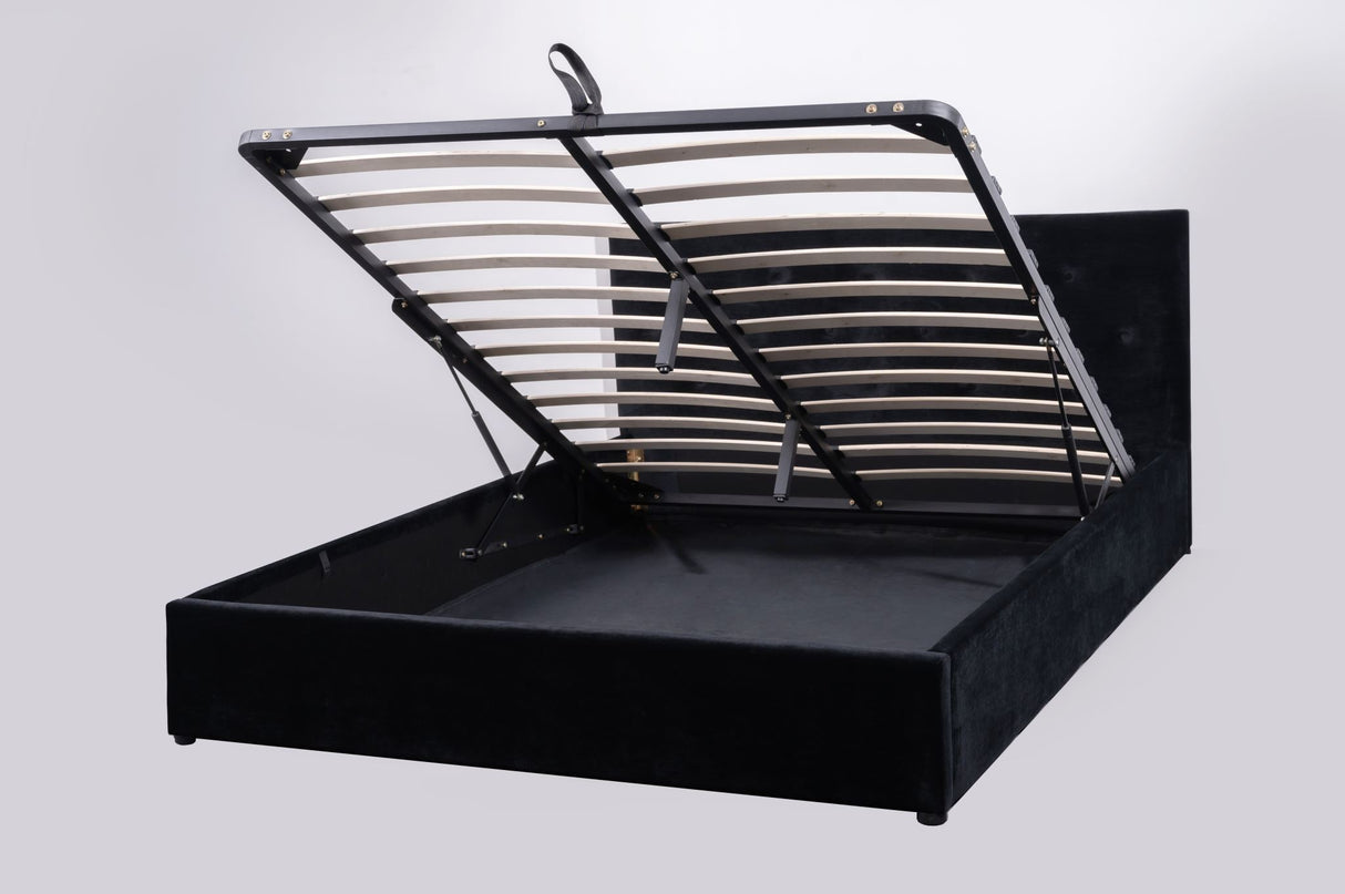 Pilkington Fabric Bed Frame with massive storage Black Velvet Queen