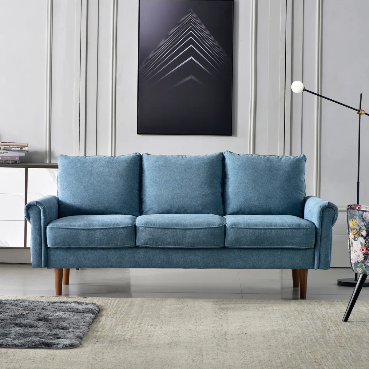 Karina 3 Seater Blue Sofa