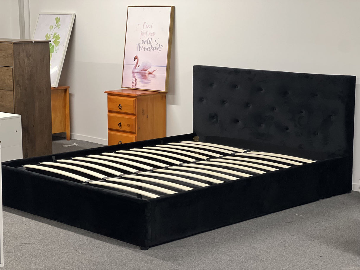 Pilkington Fabric Bed Frame with massive storage Black Velvet King