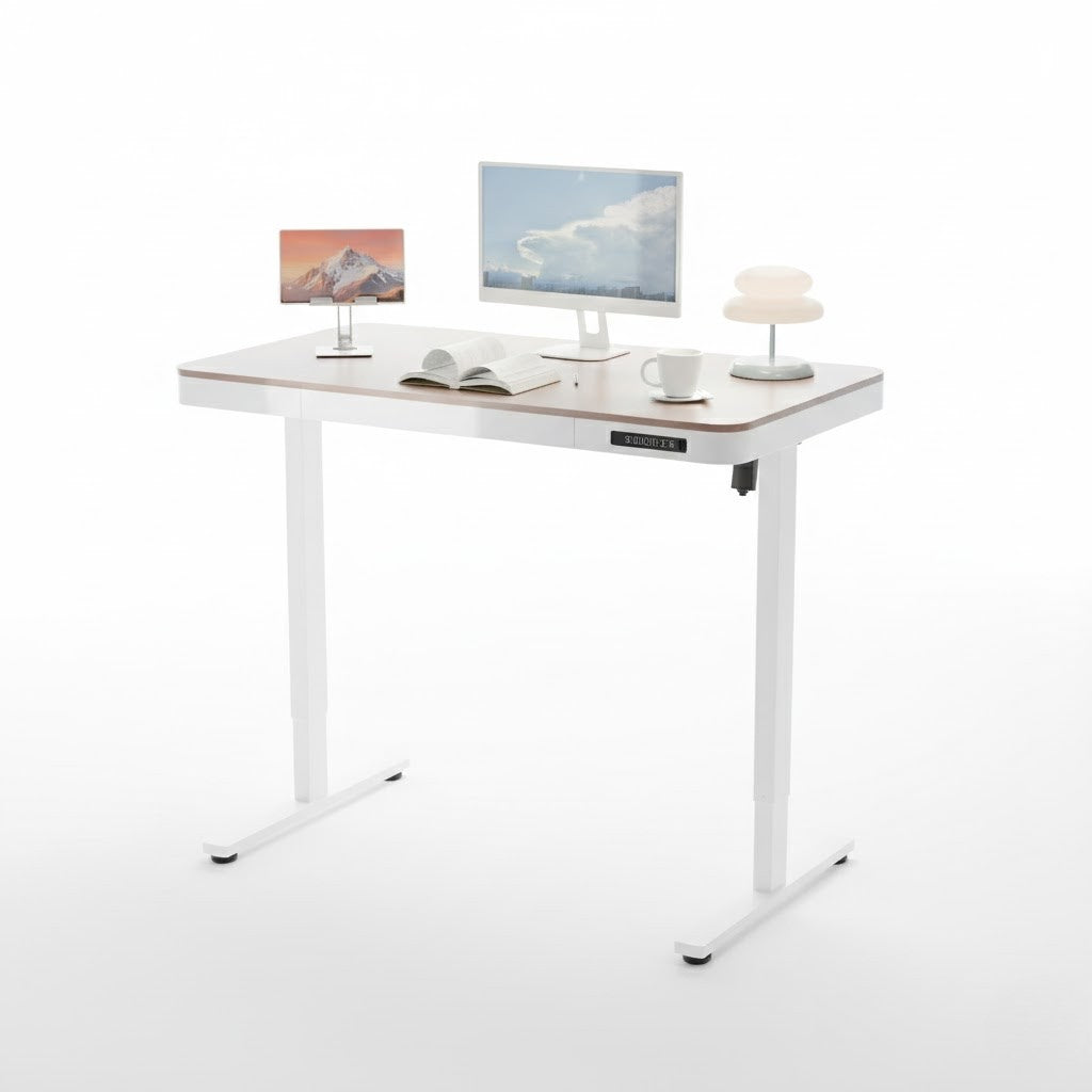 ErgoLift Single Motor Sit Stand Desk with Drawer Maple 1.2m