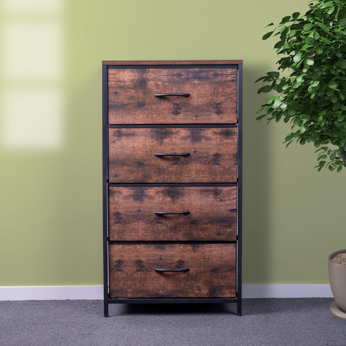Ngahue Tallboy with cardboard drawers