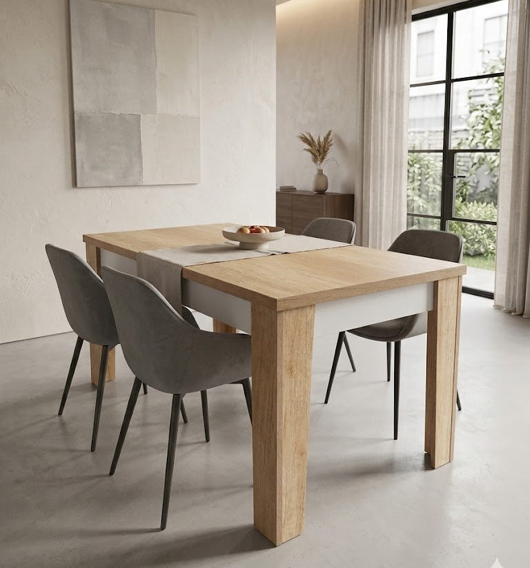 Angled Rustic Oak Color Dining Table White