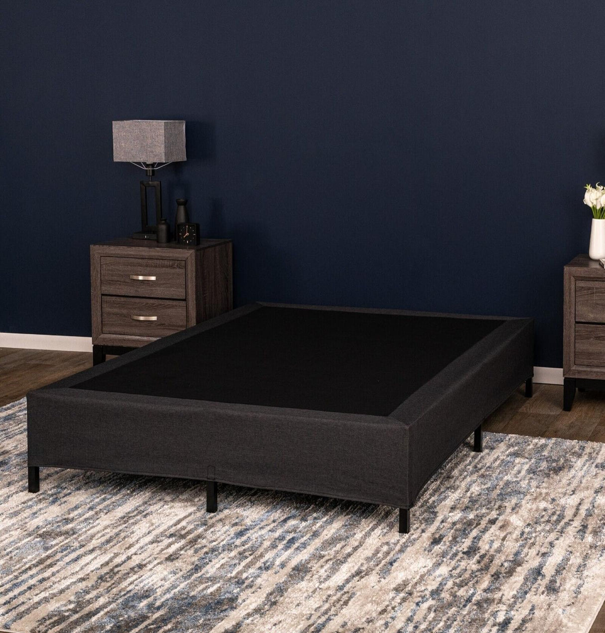Misty Fabric Platform Bed Base Queen