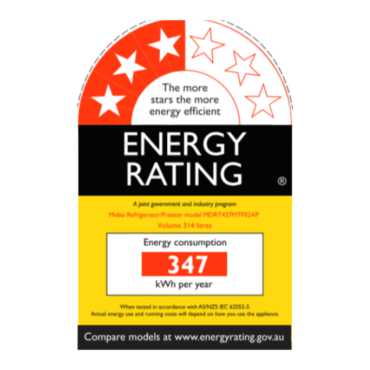 Midea 320L Top Mount Fridge Freezer Stainless Steel