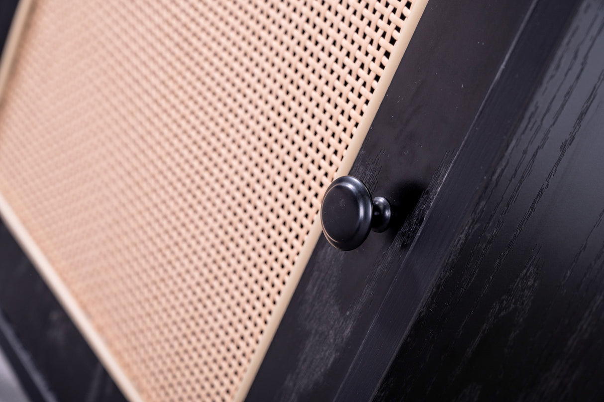 Oslo Bedside Black with Oak Door