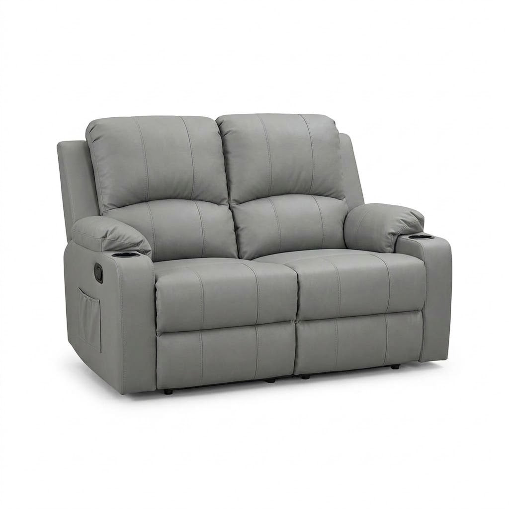 Cyril Recliner 2 seater PVC Light Grey