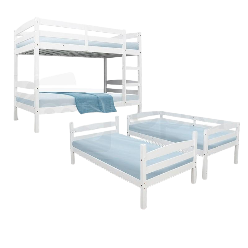 Torino White Solid Wood Bunk Bed Single
