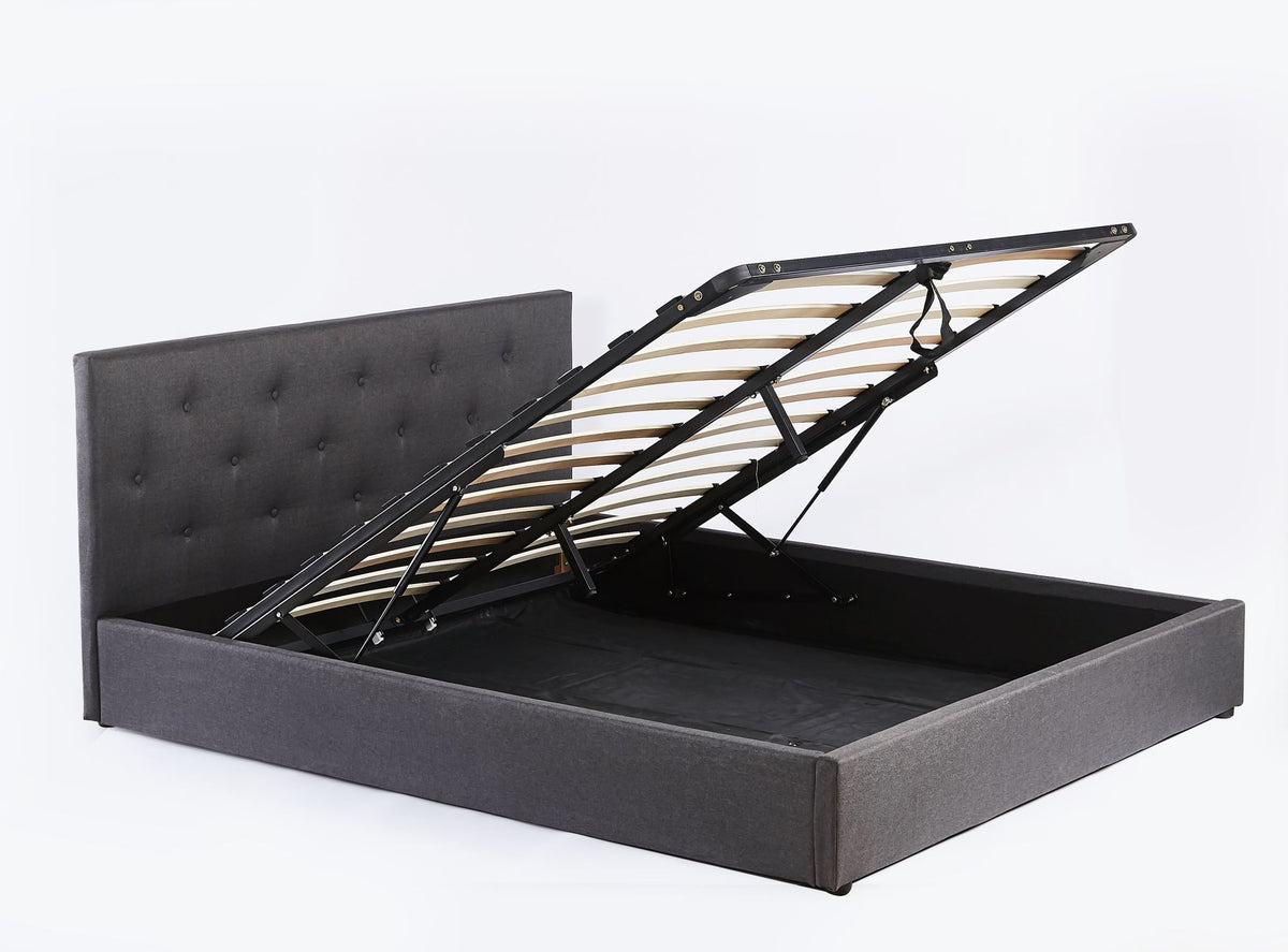Pilkington Fabric Bed Frame with massive storage Dark Grey King suee