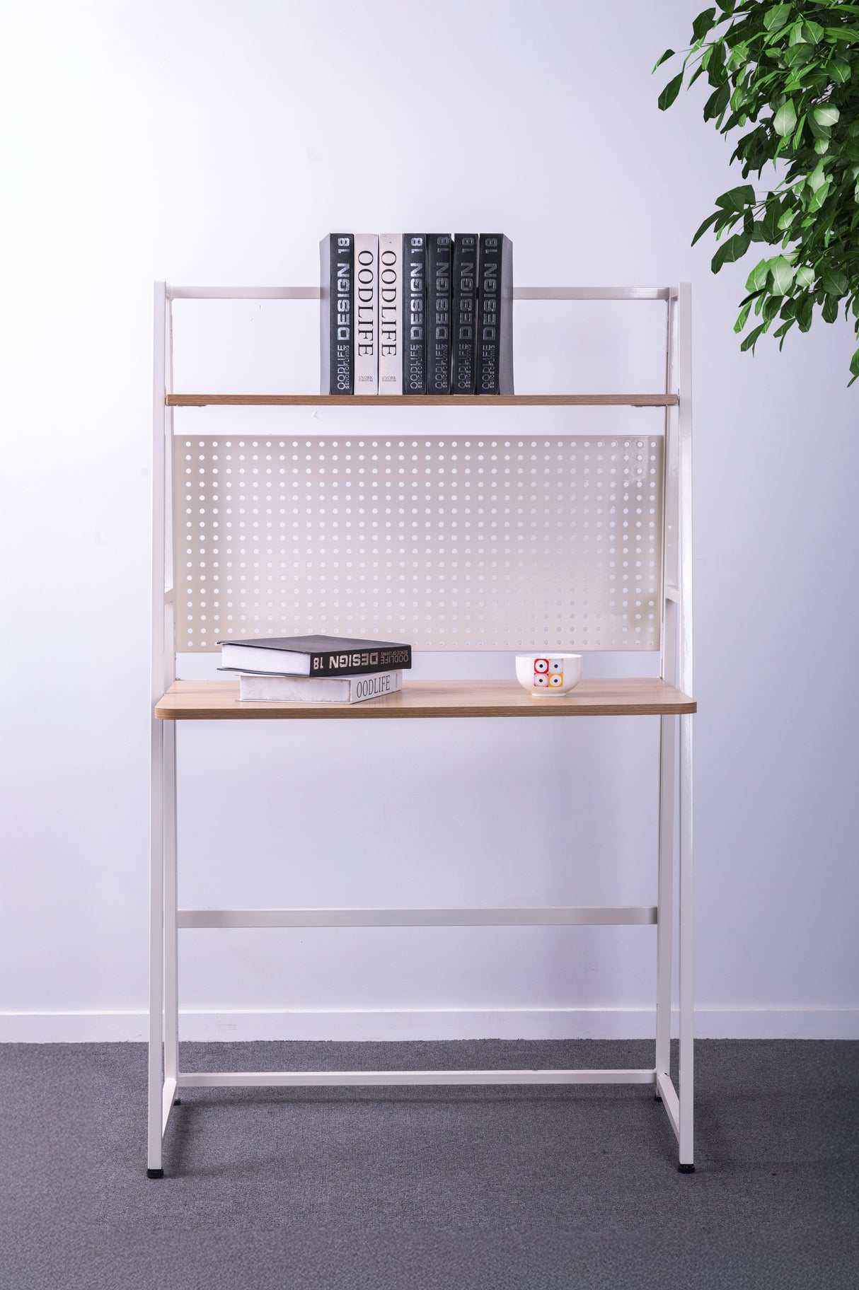Garin desk with shelf White Frame