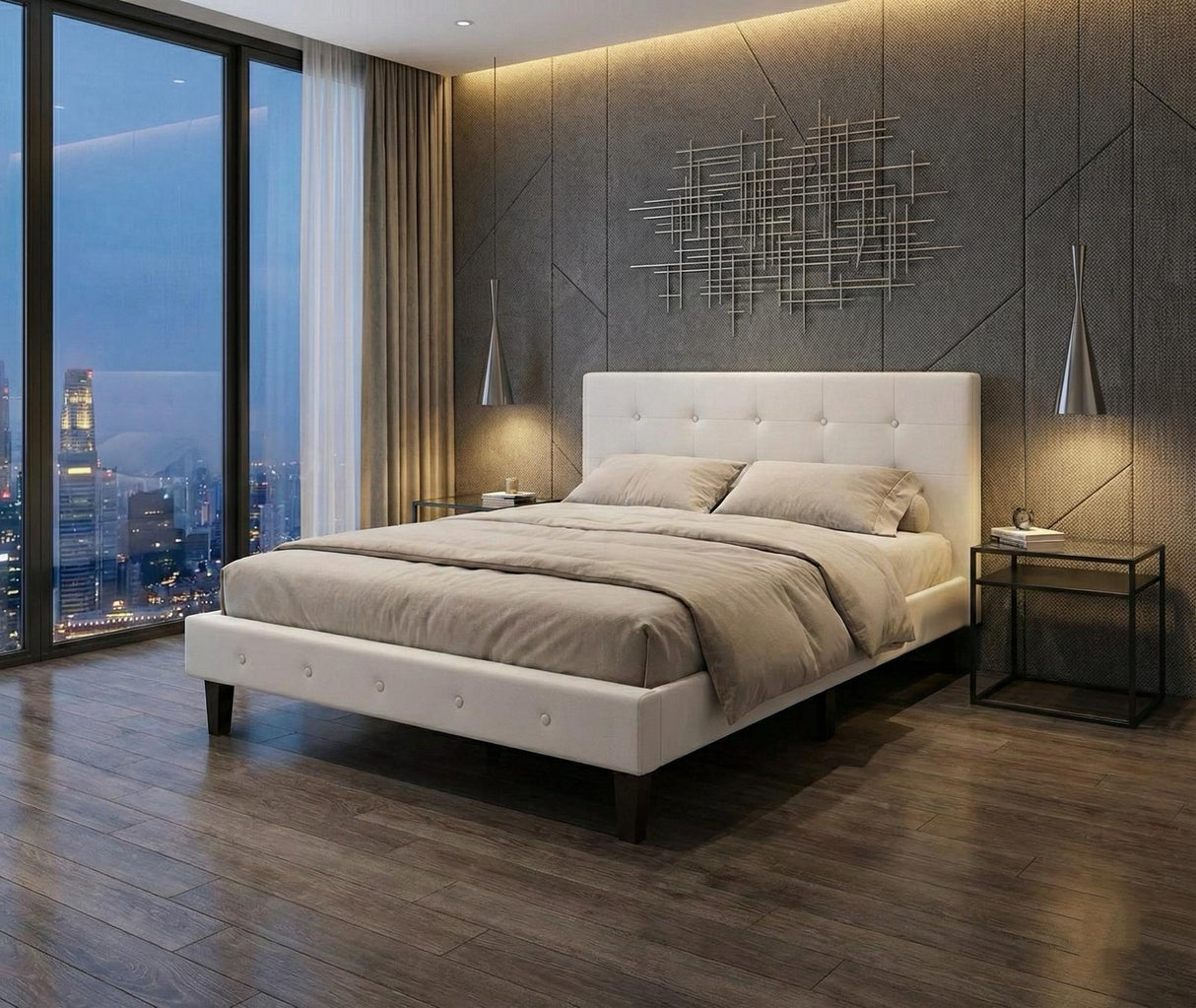 Wallath Bed Frame Beige Queen