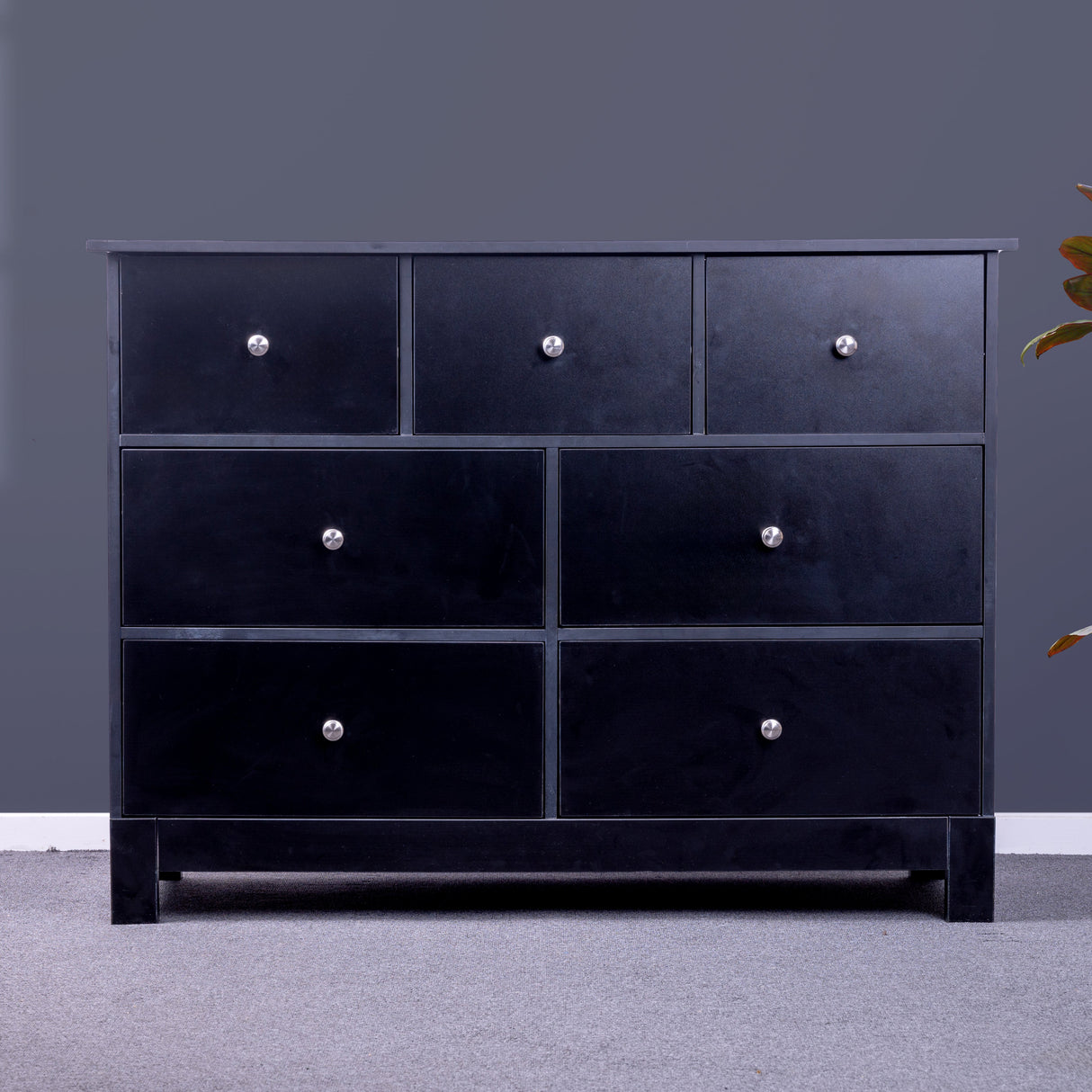 'Pamela' Chest of 7 Black Drawers