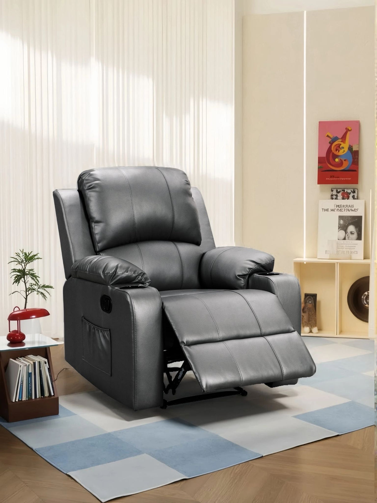 Cyril Recliner 1 seater PVC Grey