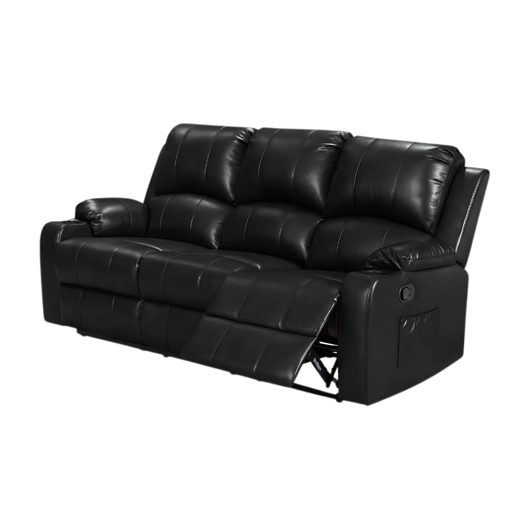 Cyril Recliner 3 seater PVC Black