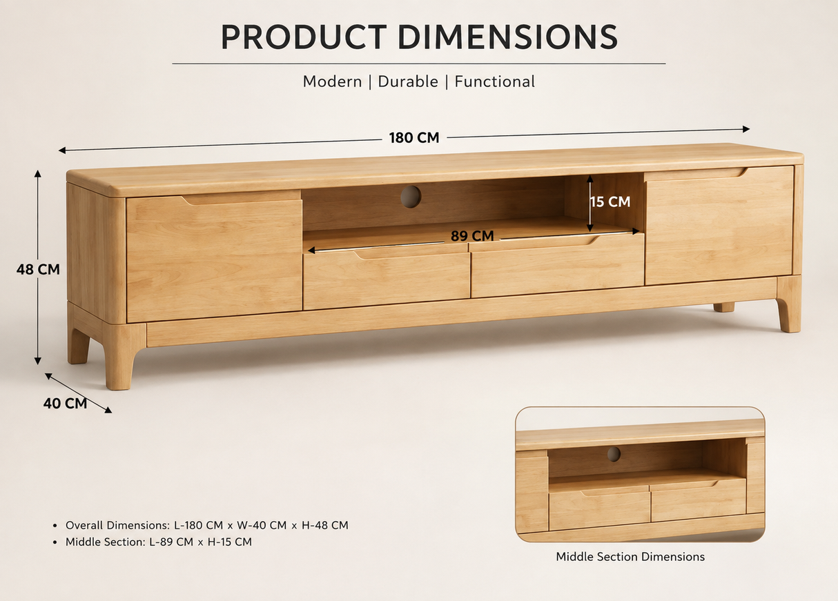 Rydal Solid Rubber Wood Tv Unit