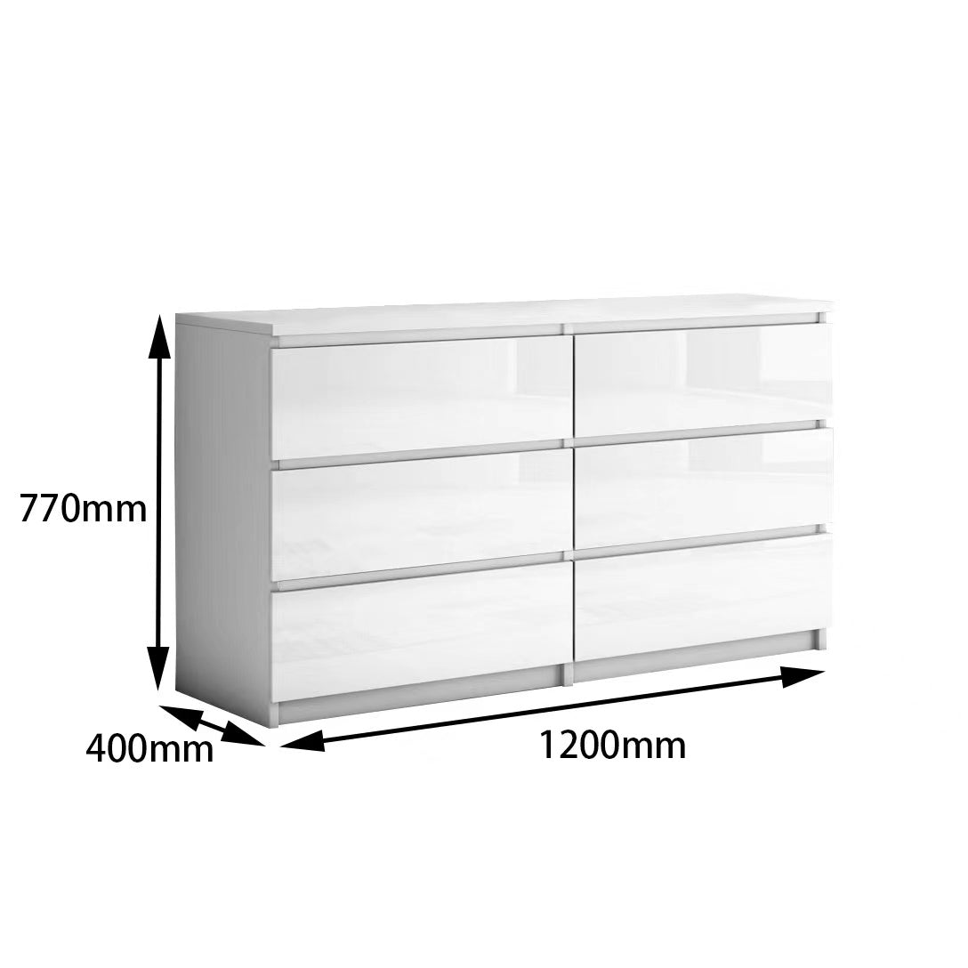 'Monaco' White Chest of 6 drawers With Mirror