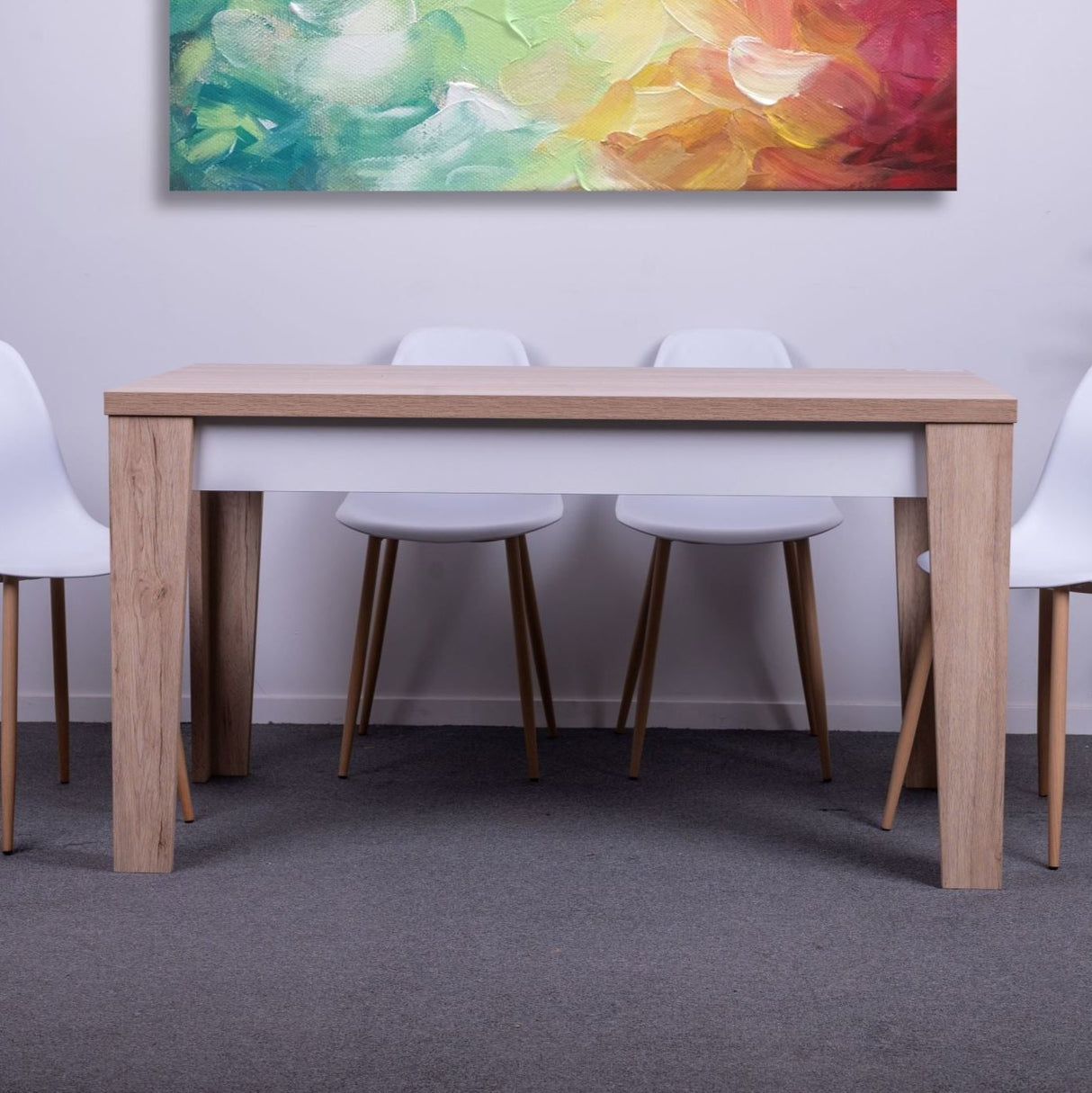 Angled Natural Oak Dining Table