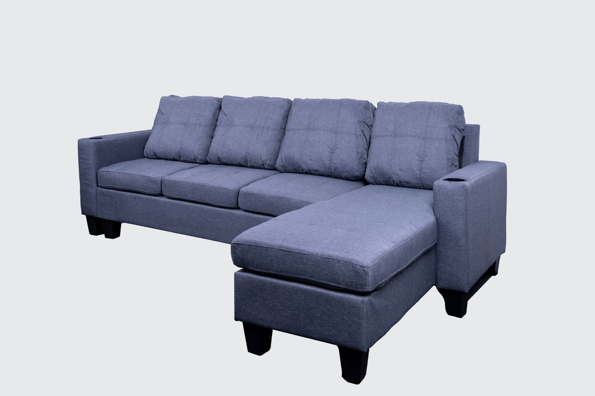'Ostro' Reversible Corner Sofa With Cup Holder (LIGHT Grey)