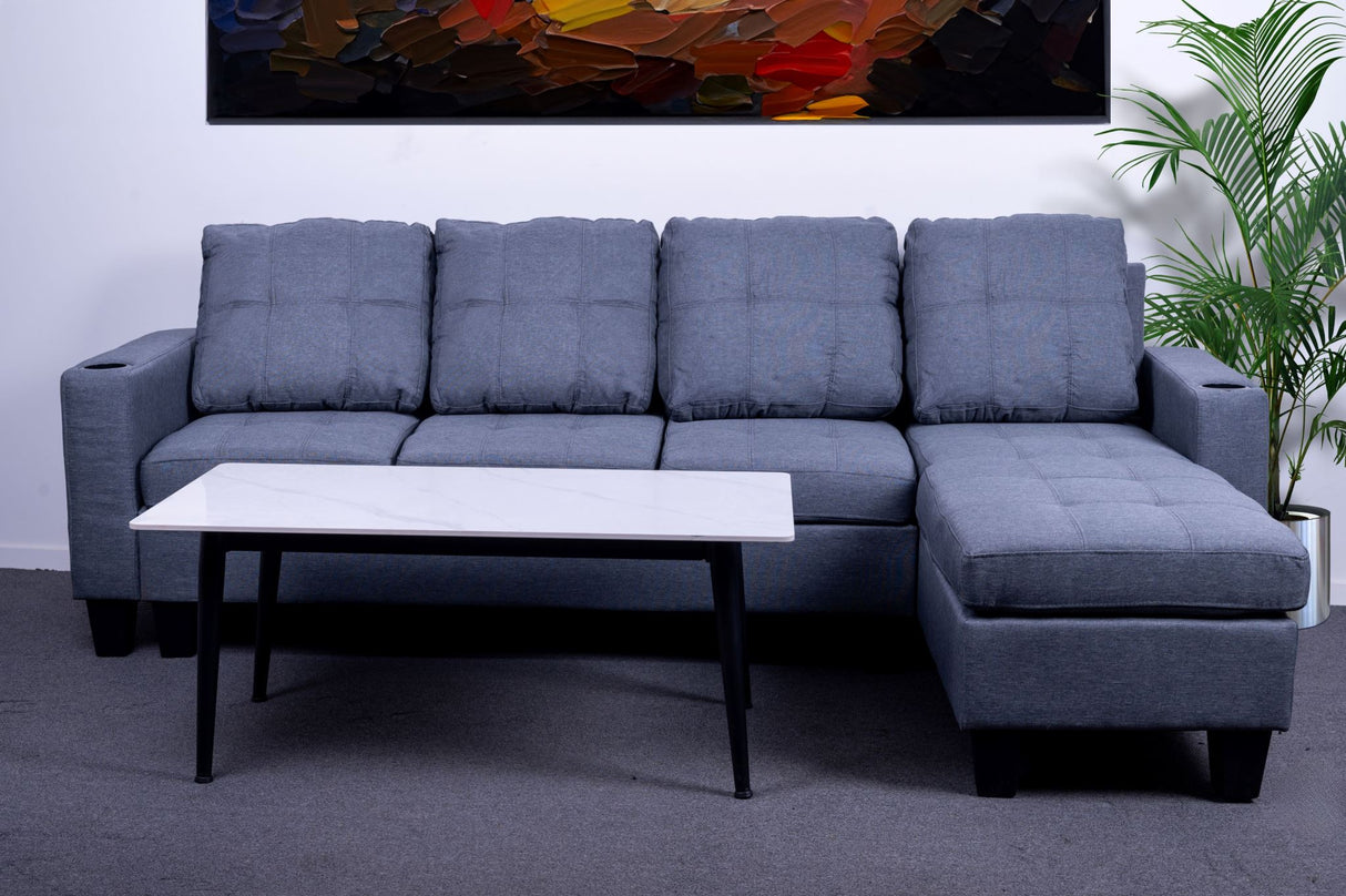 'Ostro' Reversible Corner Sofa With Cup Holder (LIGHT Grey)