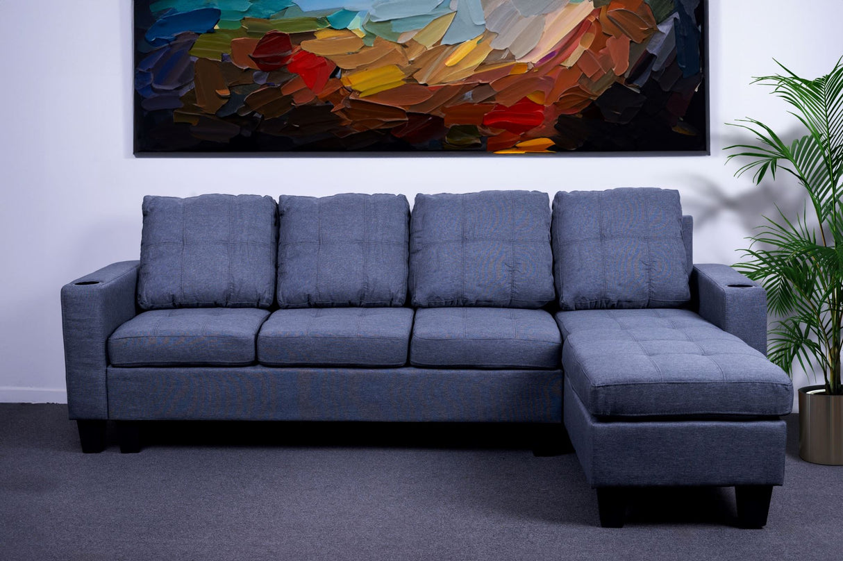 'Ostro' Reversible Corner Sofa With Cup Holder (LIGHT Grey)