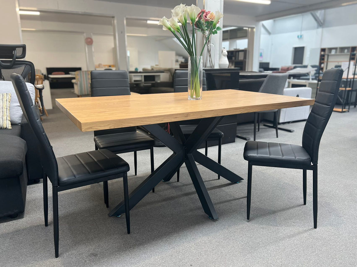 Malia Natural wood color with Metal legs Dining Table