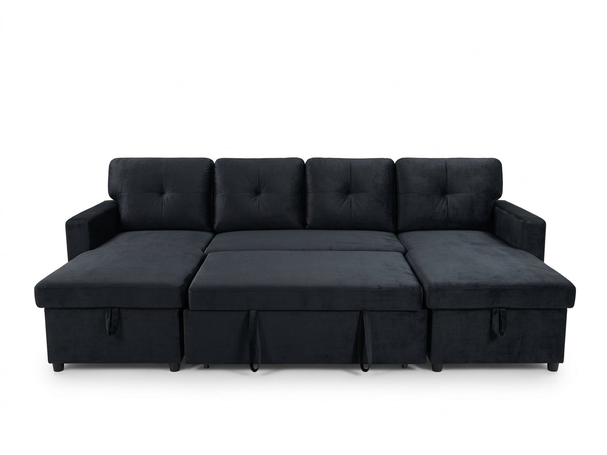 DISPLAY - Hogan Button Sofa Bed Velvet Black