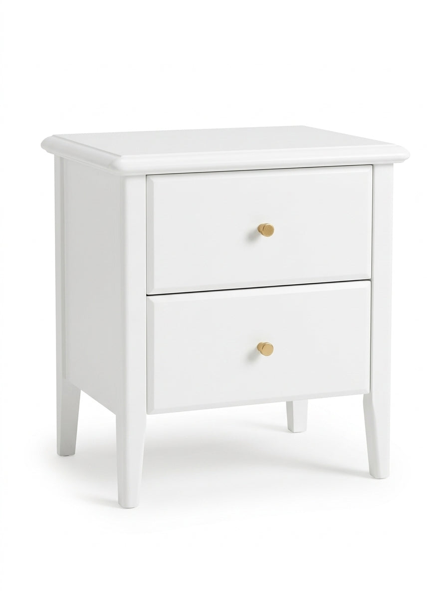 Clara 2-Drawer Bedside Table - White