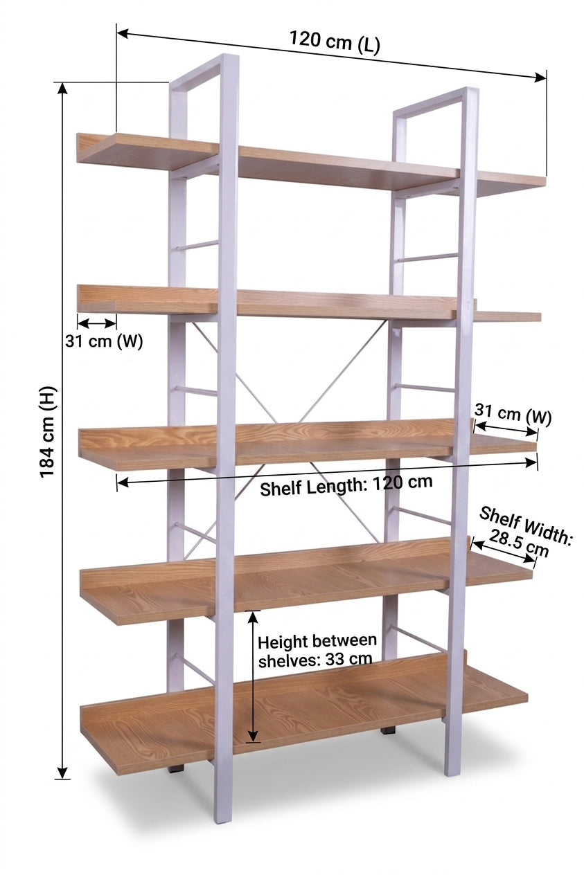 Urban Loft Bookshelf (Oak Shelfs with White legs)