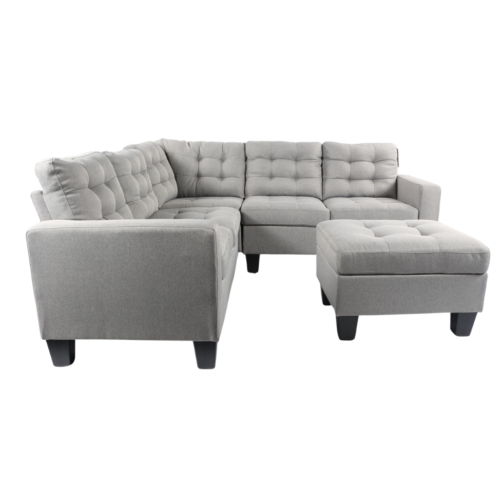 Woodley Sectional Reversible Sofa Light grey (Laf Loveseat+Raf Loveseat & Ottoman)