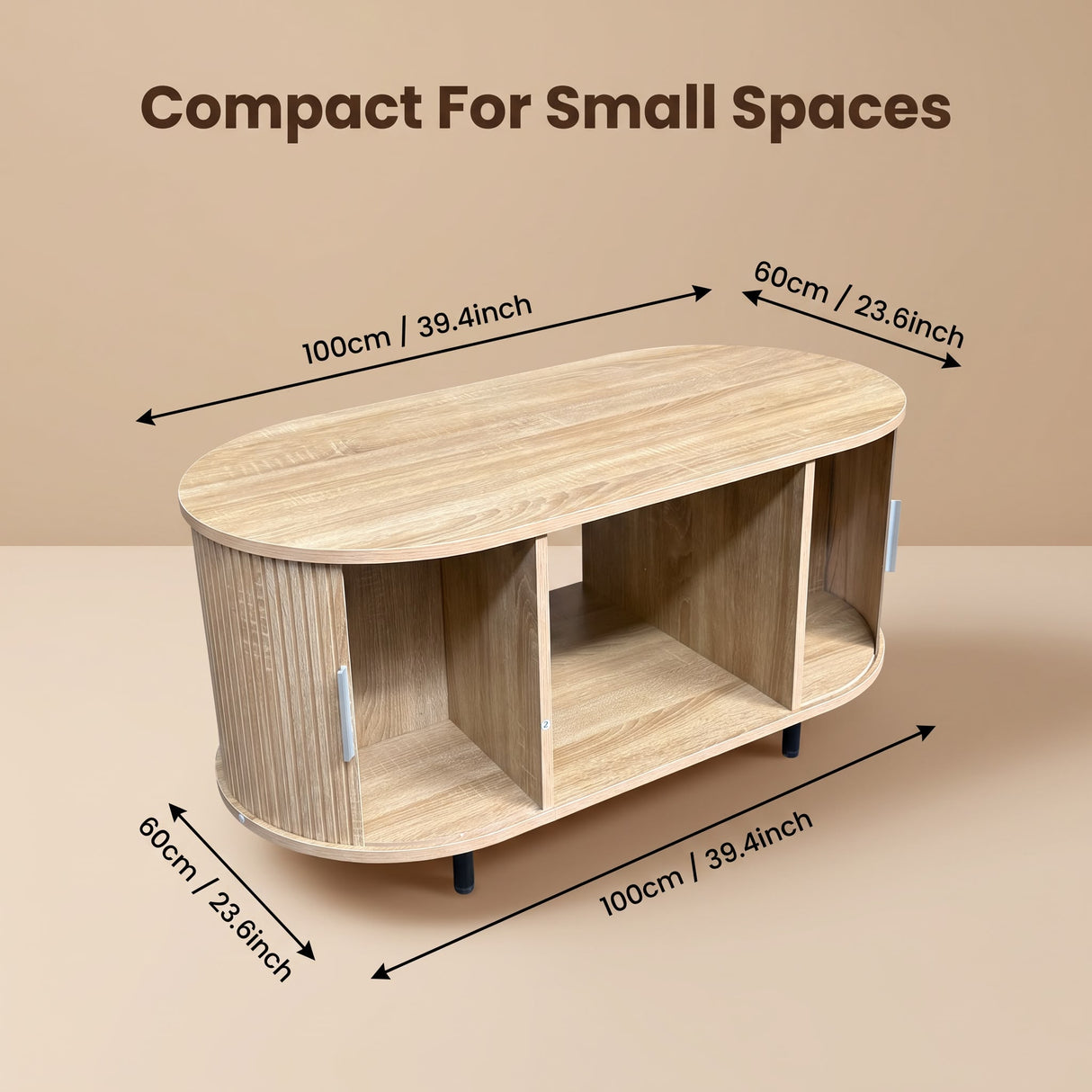 Kanso Fluted Oval Coffee Table - Oak