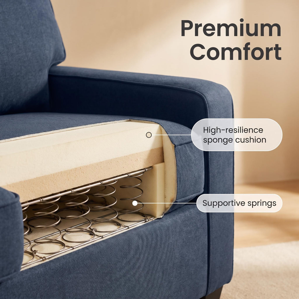 Haven Compact 2-Seater Fabric Sofa - Grey