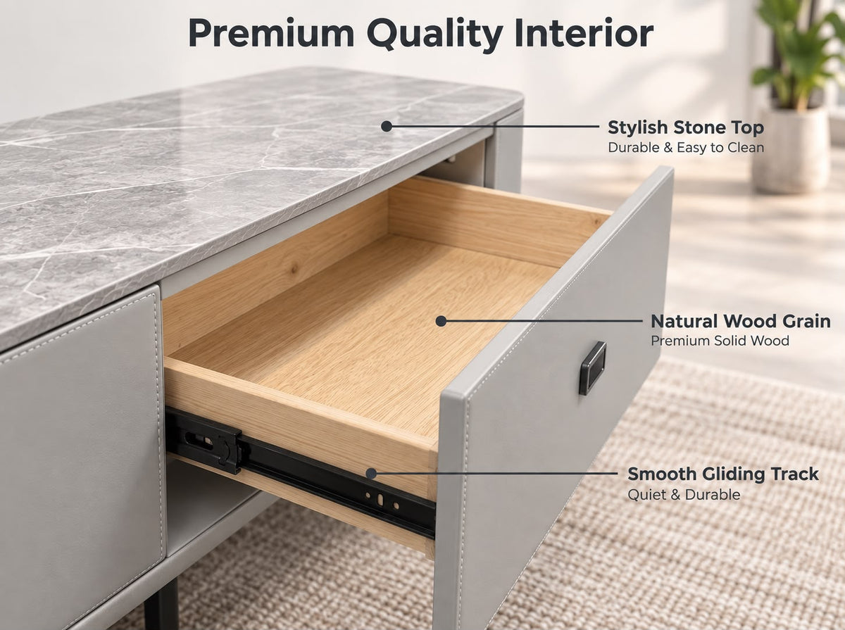 Luxe Sintered Stone TV Entertainment Unit - Light Grey