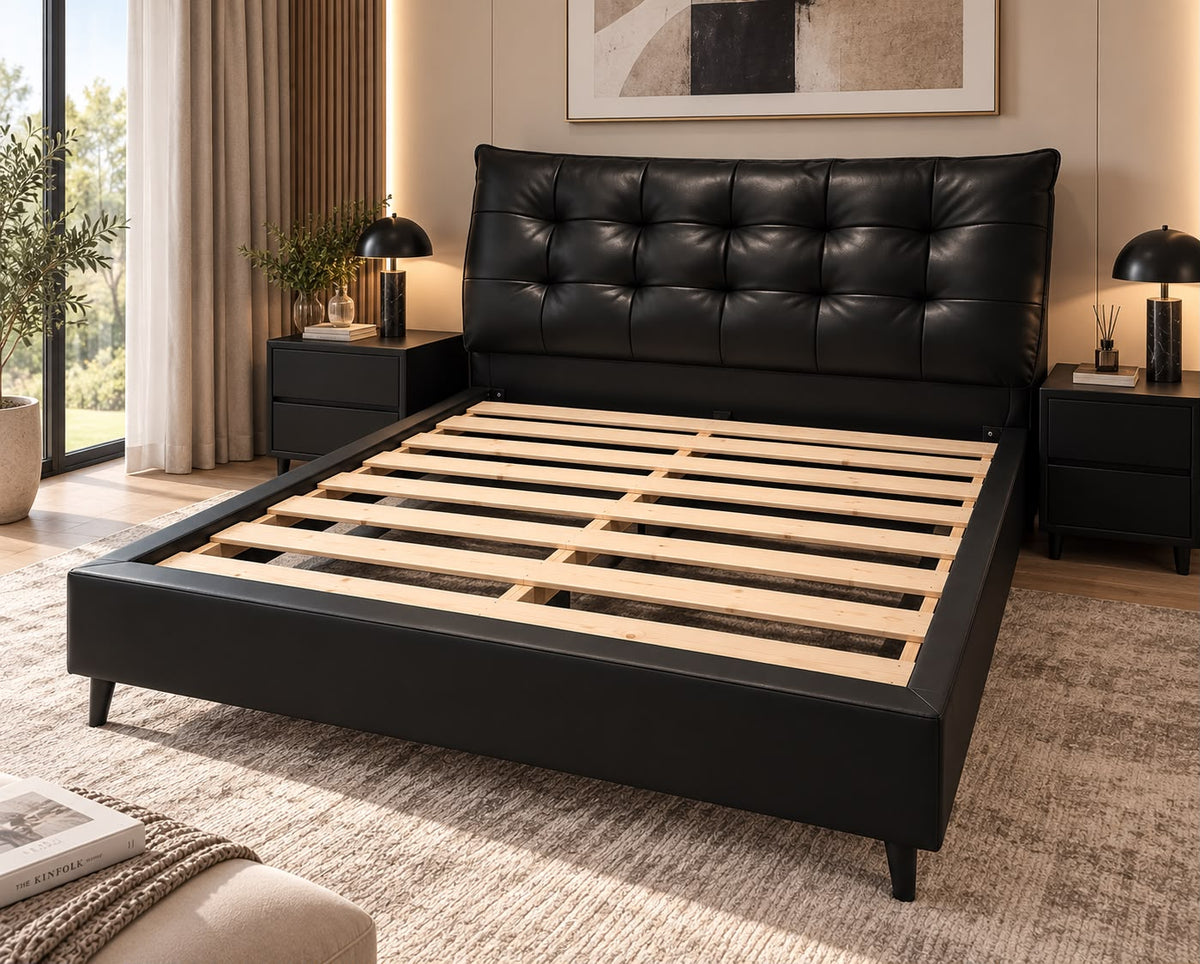 Mason Tufted Bed Frame - King Black