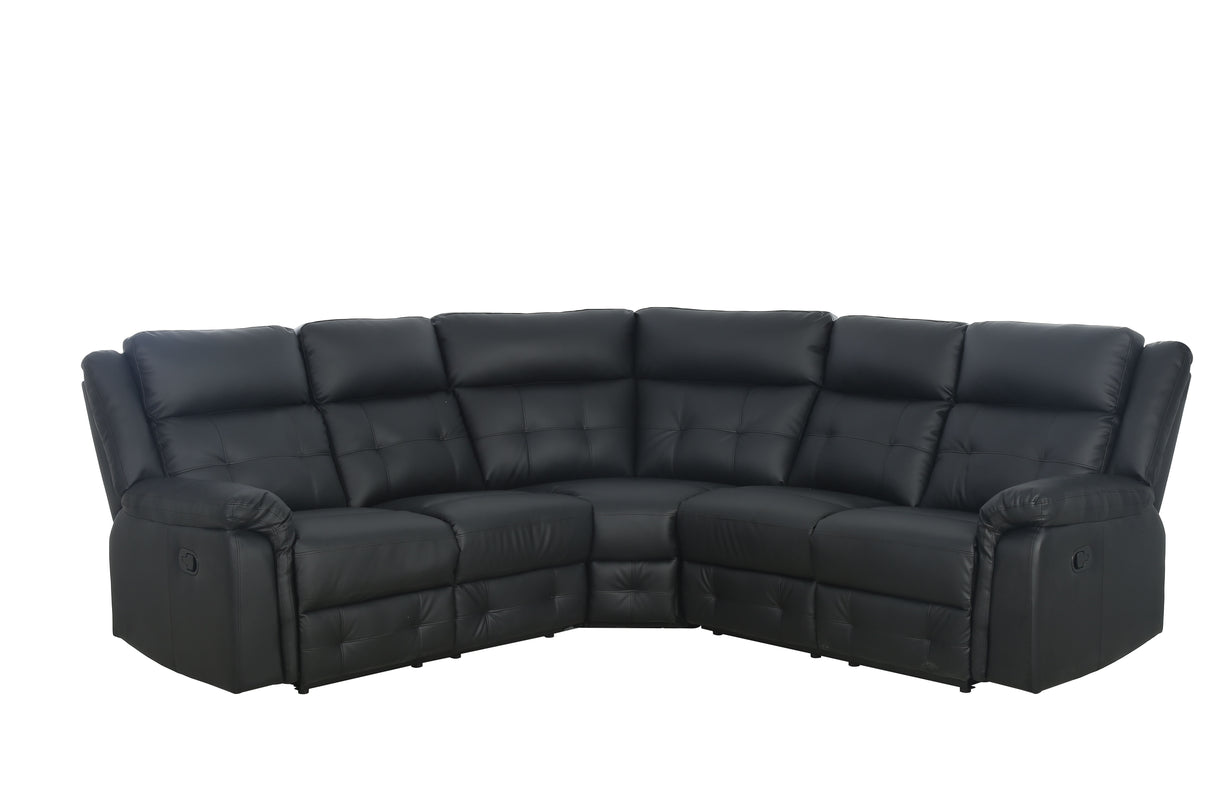 Stanton Black PU Leather Recliner Corner Set