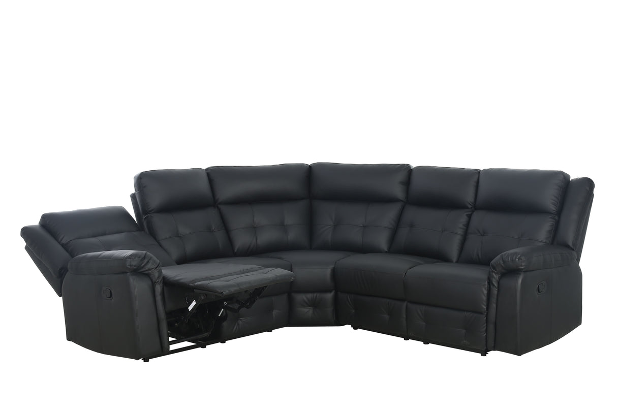 Stanton Black PU Leather Recliner Corner Set