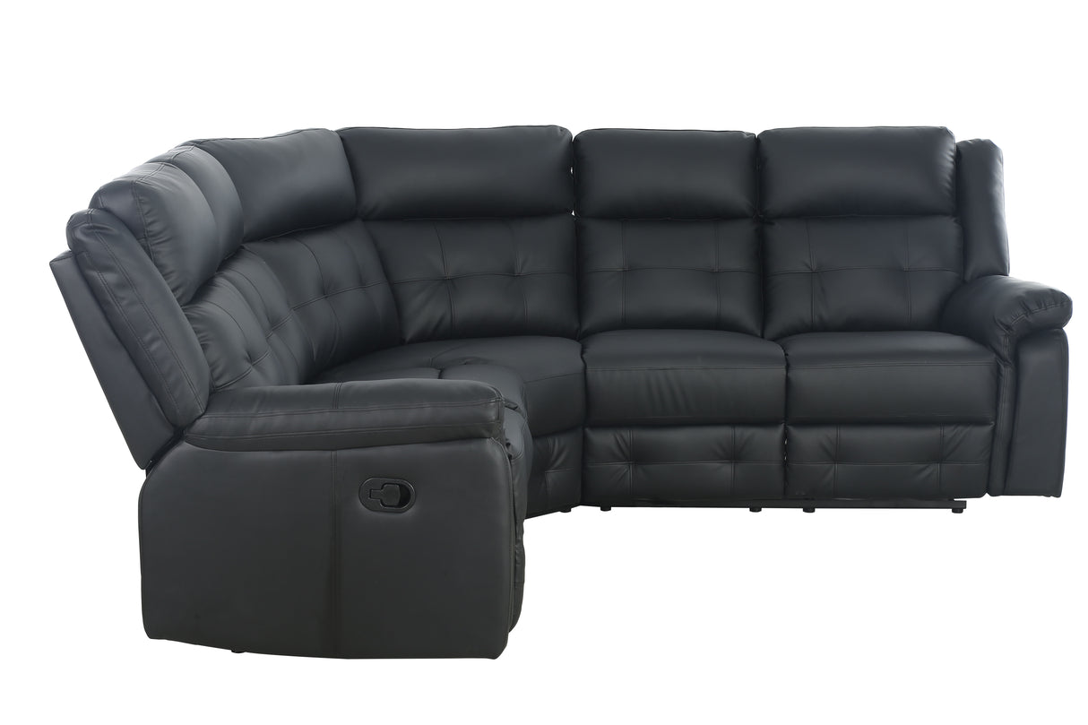 Stanton Black PU Leather Recliner Corner Set