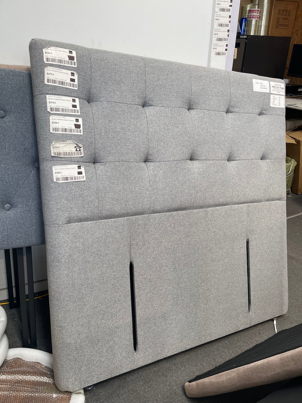 Boston Headboard Grey Single