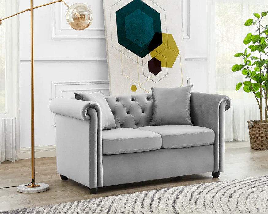 Brookfield Velvet 2+3 Seater Sofa Set Light Grey