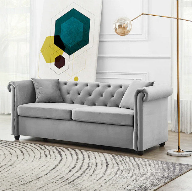 Brookfield Velvet 2+3 Seater Sofa Set Light Grey