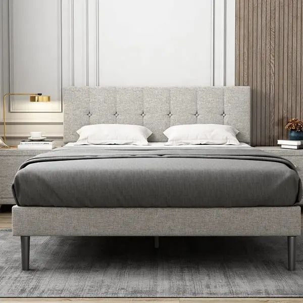 Luno Bed Frame Light Grey Queen