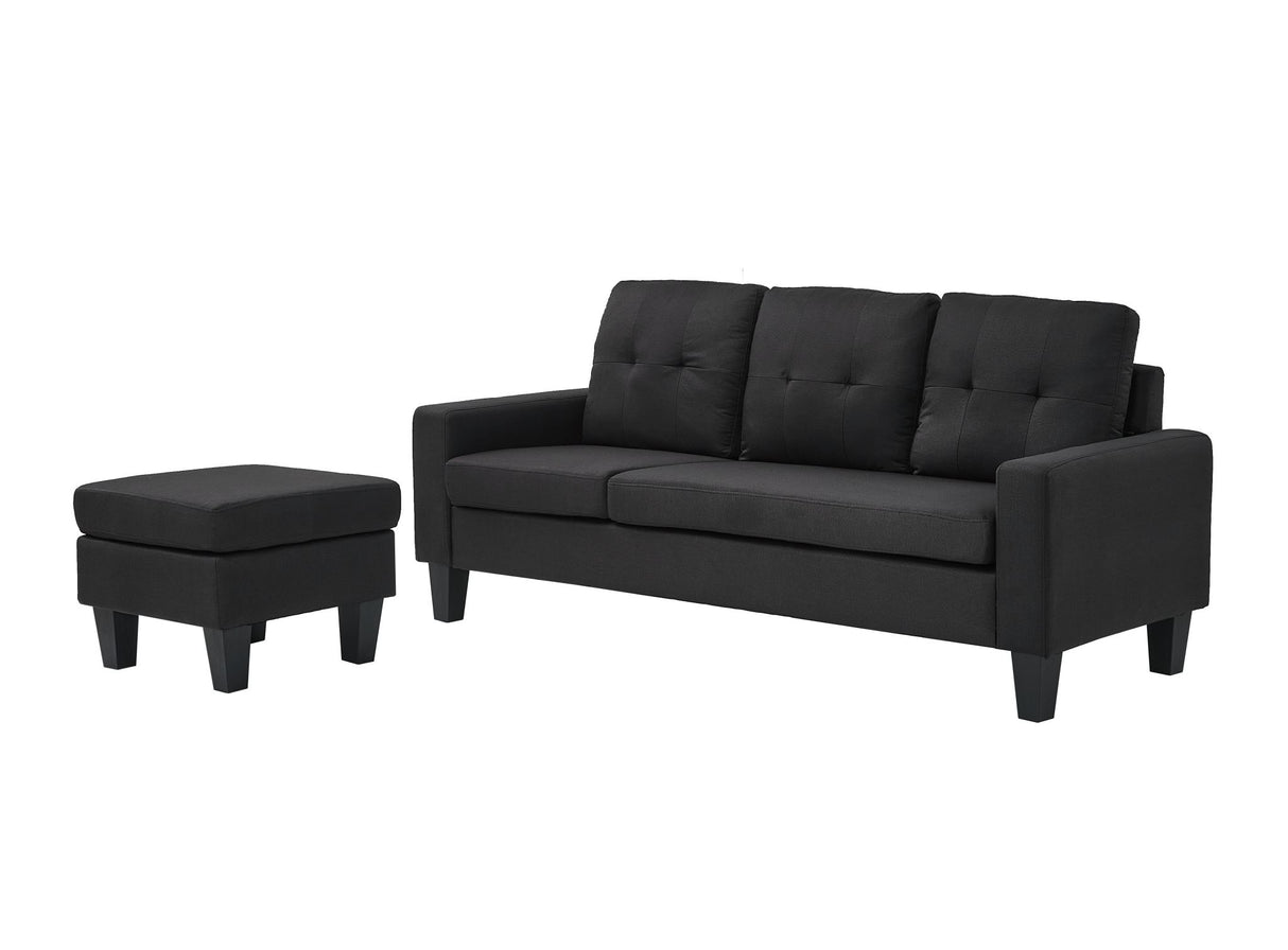 Koa Sectional L Shape Sofa Black with buttons