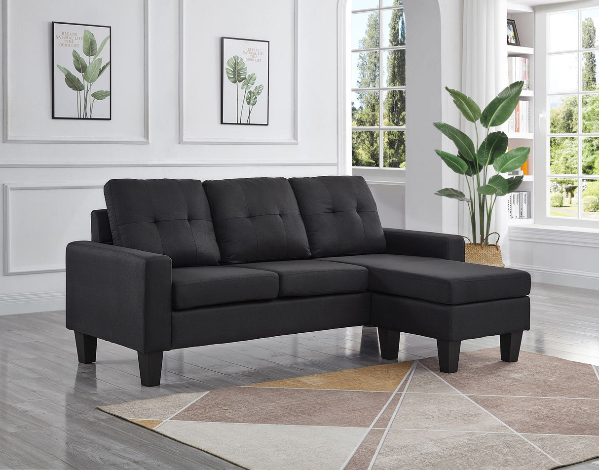 Koa Sectional L Shape Sofa Black with buttons
