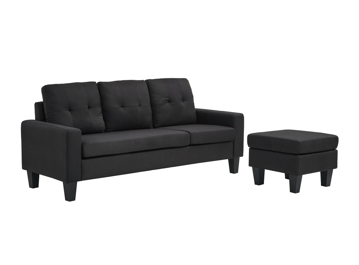 Koa Sectional L Shape Sofa Black with buttons